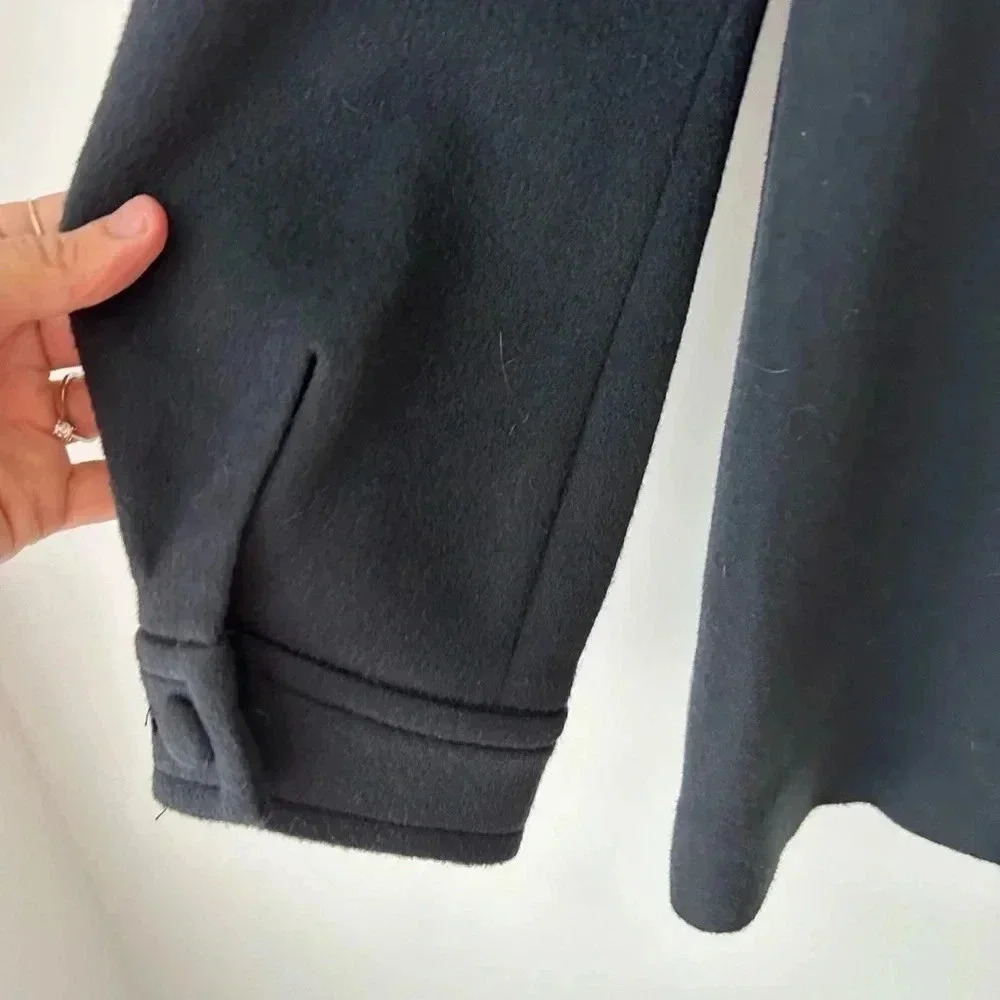Asian Brand Navy Wool Puff Shoulder Cropped Jacket M - Picture 11 of 12
